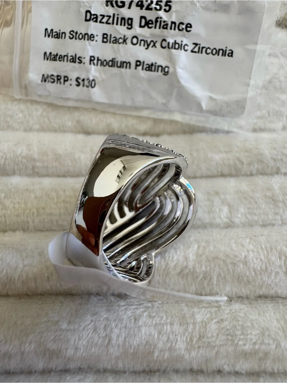 Dazzling Defiance - Black Onyx CZ Rhodium - Wave OG Ring- Bomb Party